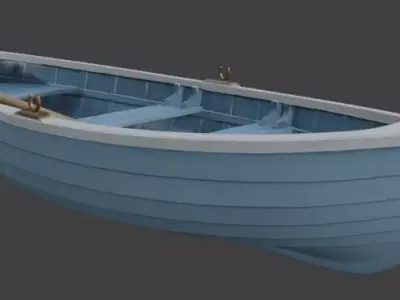 Small Blue Rowboat Clean Classic Boat 3D Model 3D model