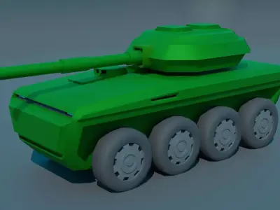 Wheeled Stylized Tank  Low-poly 3D model
