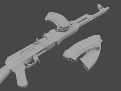 AKM  Assault Rifle   Low-poly 3D model