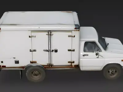 Realistic 1990s Rural Utility Van 3D Model Low-poly 3D model
