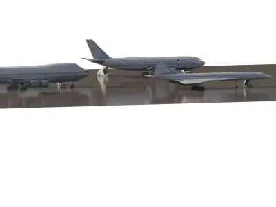  1970s Boeing 747-100 Airbus A300 Caravelle and Concorde 3D model