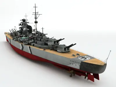 Military Battleship Bizmarck  3D model