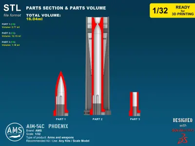 AIM-54C Phoenix - Scale 1-32 3D print model