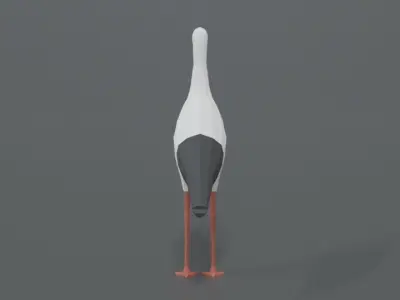 Low Poly Cartoon Stork Low-poly 3D model