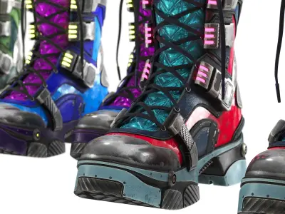 Cyberpunk Boots 4 colors 3D model