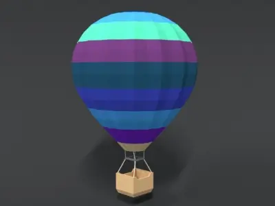 Low Poly Cartoon Hot Air Balloon Low-poly 3D model purchase