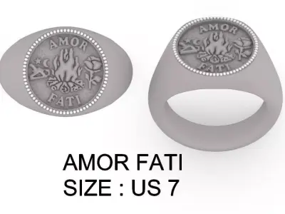 AMOR FATI RING LATIN GREEK ANCIENT RING DESIGN 3D print model