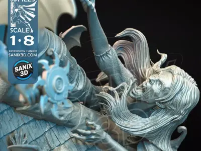 Gothic Vampire Hunter Rooftop Diorama STL Multi Part 1 8 Scale 3D print model