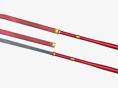 Japanese Spear Nagamaki 2  four colors 3D model