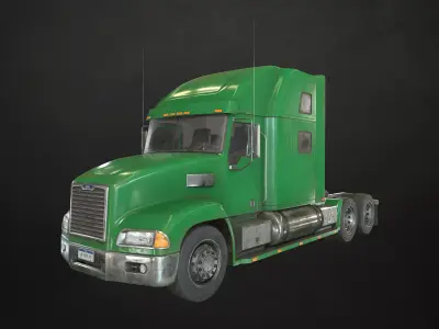 Semi Truck Tractor - Green Low-poly 3D model