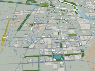 Fuyang Anhui China 30km Free low-poly 3D model