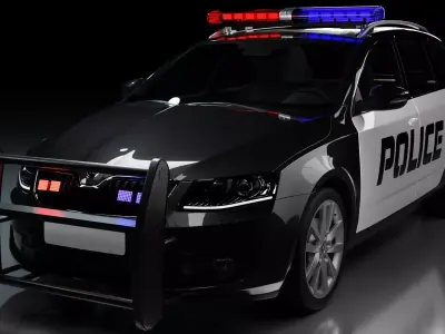 Police Skoda Octavia Low-poly 3D model