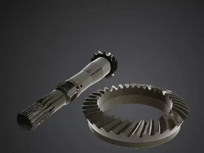 Industrial Bevel Drive Pinion and Ring Gear Set  3D model