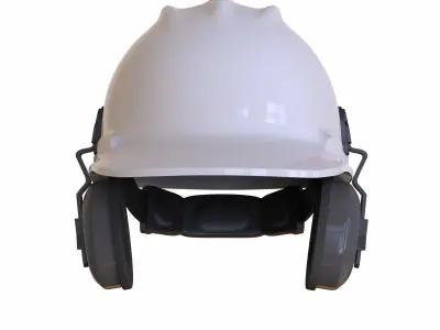 Safety Helmet with earmuffs Low-poly 3D model