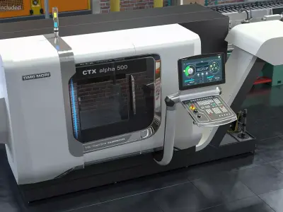 DMG Mori CTX Alpha 500 CNC Turning Center Rigged 3D model