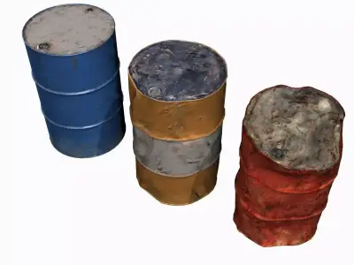 Low Poly 55 Gallon Drums Low-poly 3D model