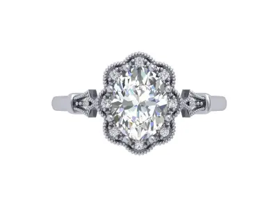 Oval Art Deco Ring 3D print model 7