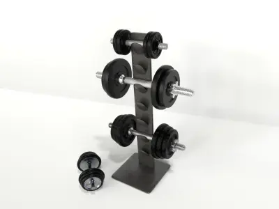 High Quality Dumbbell Set 3D Asset  3D model