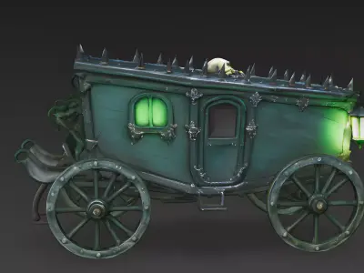 Soul Collector Gothic Hearse Carriage 3D Model Low-poly 3D model