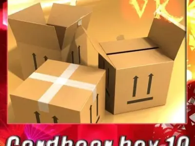 Photorealistic Cardboard Box High Res 3D model by VKModels