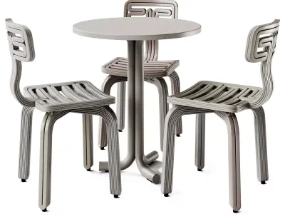 Noo Ma Table and Kooij Chubby Chair 3D model