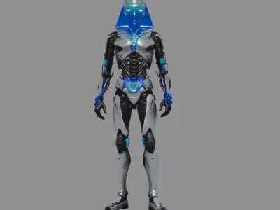 Futuristic Egyptian Pharaoh Humanoid Robot 3D model