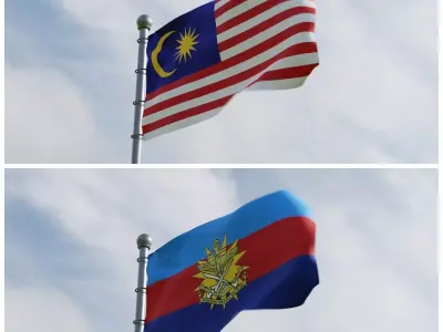 Animated Malaysia Flags 3D model