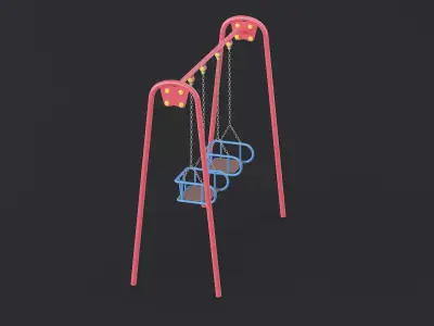 Metal Swing Outdoor 01 Red Low-poly 3D model
