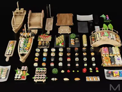 Sushi Pack Low-poly 3D model