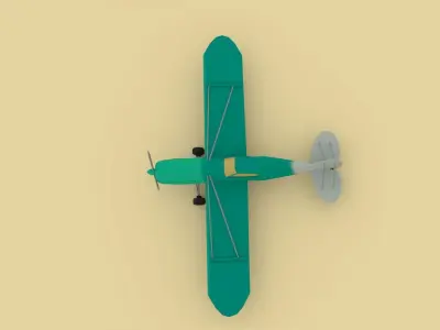 Airplane cartoon - 05 Low-poly 3D model