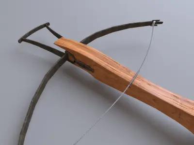 crossbow wooden bow and arrow 3D model