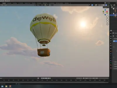 Air Balloon 3d model in blender Low-poly 3D model