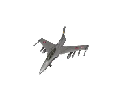 Indian Rafale Fighter Jet with Indian Flag Game Animation Ready Low-poly 3D model