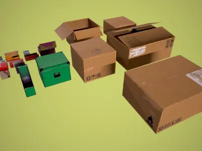 Carton Boxes Low-poly 3D model purchase