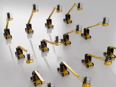 Construction Boom Lift 3D Model Pack - 12 Positions 3D model