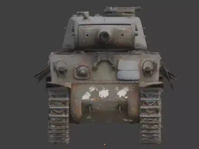 Abandoned Post-Apocalyptic Battle Tank 3D Model Low-poly 3D model