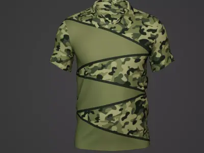 Military Soldier Clothing T-shirt Low-poly 3D model 14