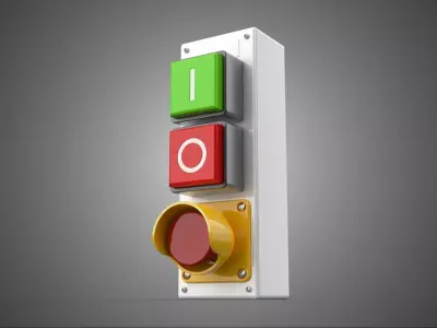 TRIPLE 3 WAY ON OFF PUSH BUTTON SWITCH STATION CONTROL PANEL BOX 3D model