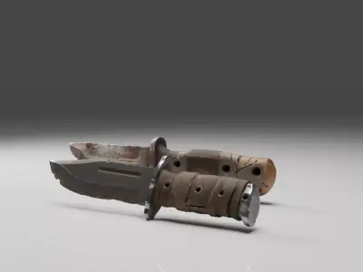 Post Apocalyptic Survival Knife Rusted Combat Blade Free low-poly 3D model