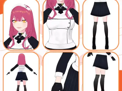 VRM MAID OUTFIT SEXY COSTUME LADY GIRL MILITARY FULL SET 3D model