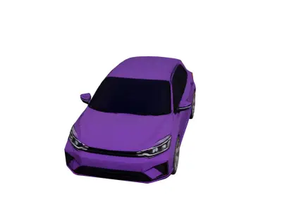 Low Poly Generic Hatchback Car Vehicle Model PBR Texture Low-poly 3D model