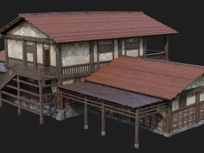 Medieval House Building 4K Textures GameReady 159 Low-poly 3D model