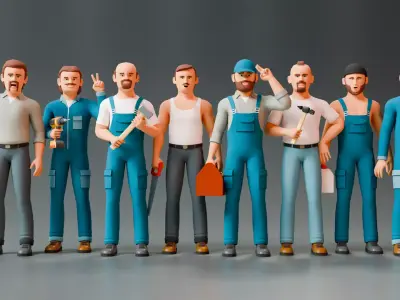 Handyman Modular low-poly stylized Low-poly 3D model