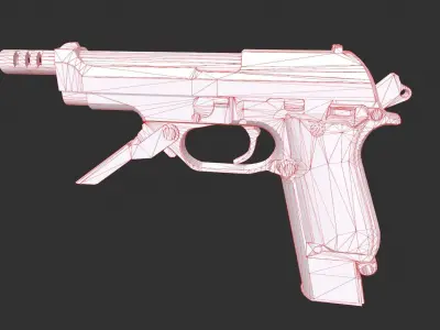 Beretta 93R Low-poly 3D model