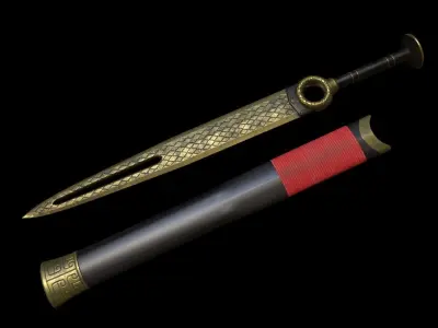 Fantasy Ancient Chinese Sword Low-poly 3D model