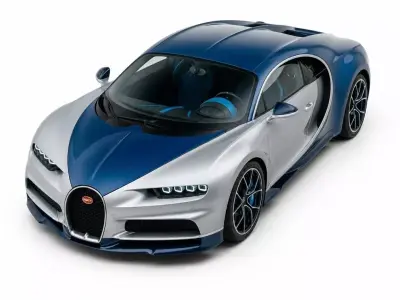Luxury Bugatti Hypercar  Silver and Blue Carbon  3D model