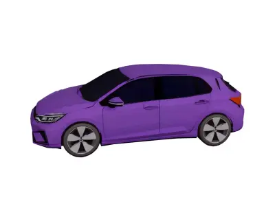 Low Poly Generic Hatchback Car Vehicle Model PBR Texture Low-poly 3D model