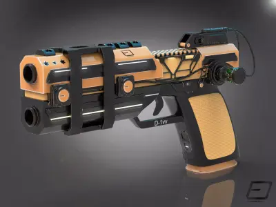 Sci-Fi Pistol Low-poly 3D model 5