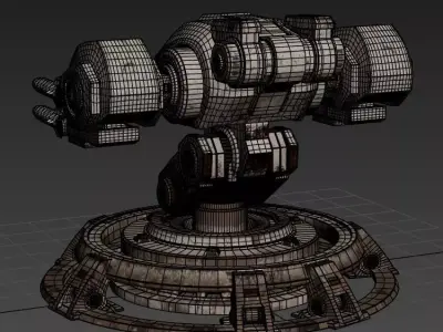 Sci-Fi Heavy Missile Defense Turret - PBR Game Ready Free 3D model