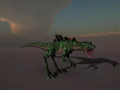 Raptor two dinosaurs Low-poly 3D model
